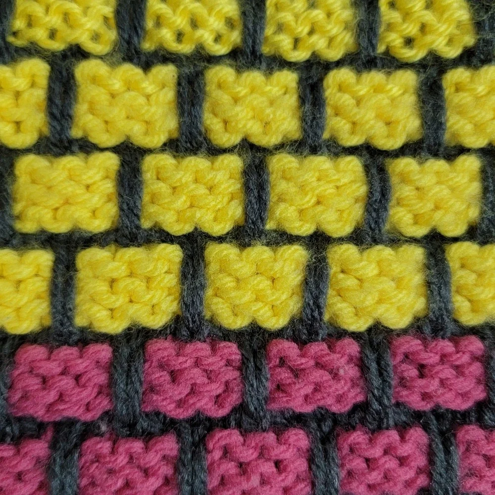 Handknit Striped Throw Stroller Blanket Kids Purple Pink Blue Yellow Green 31x23